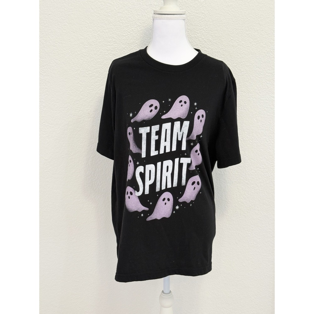 Old Navy Womens Team Spirit Halloween Ghost Graphic Tee Black Purple M